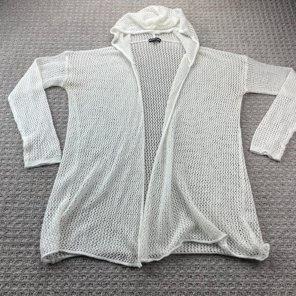 Introspect Plus Open Knit See Through Sweater Women Size 1X White Hooded - Picture 1 of 7